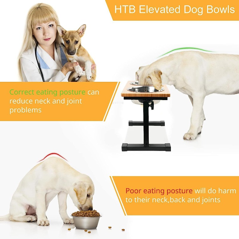 Wooden Raised Dog Bowl Adjusta - огляд і ціна Pet Supplies Pet Shop